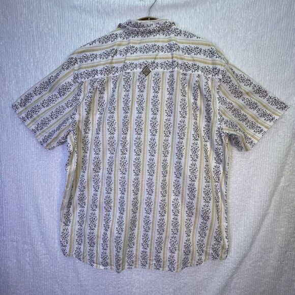 Prana Multicolor Collared Striped Floral Short Sleeve Button Up Shirt Size XL - Picture 6 of 8